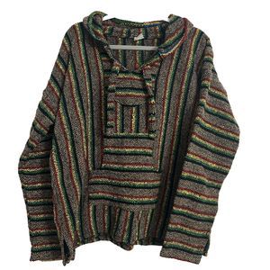 El Paso Saddle & Blanket Co Baja Hoodie Red Brown Stripe L